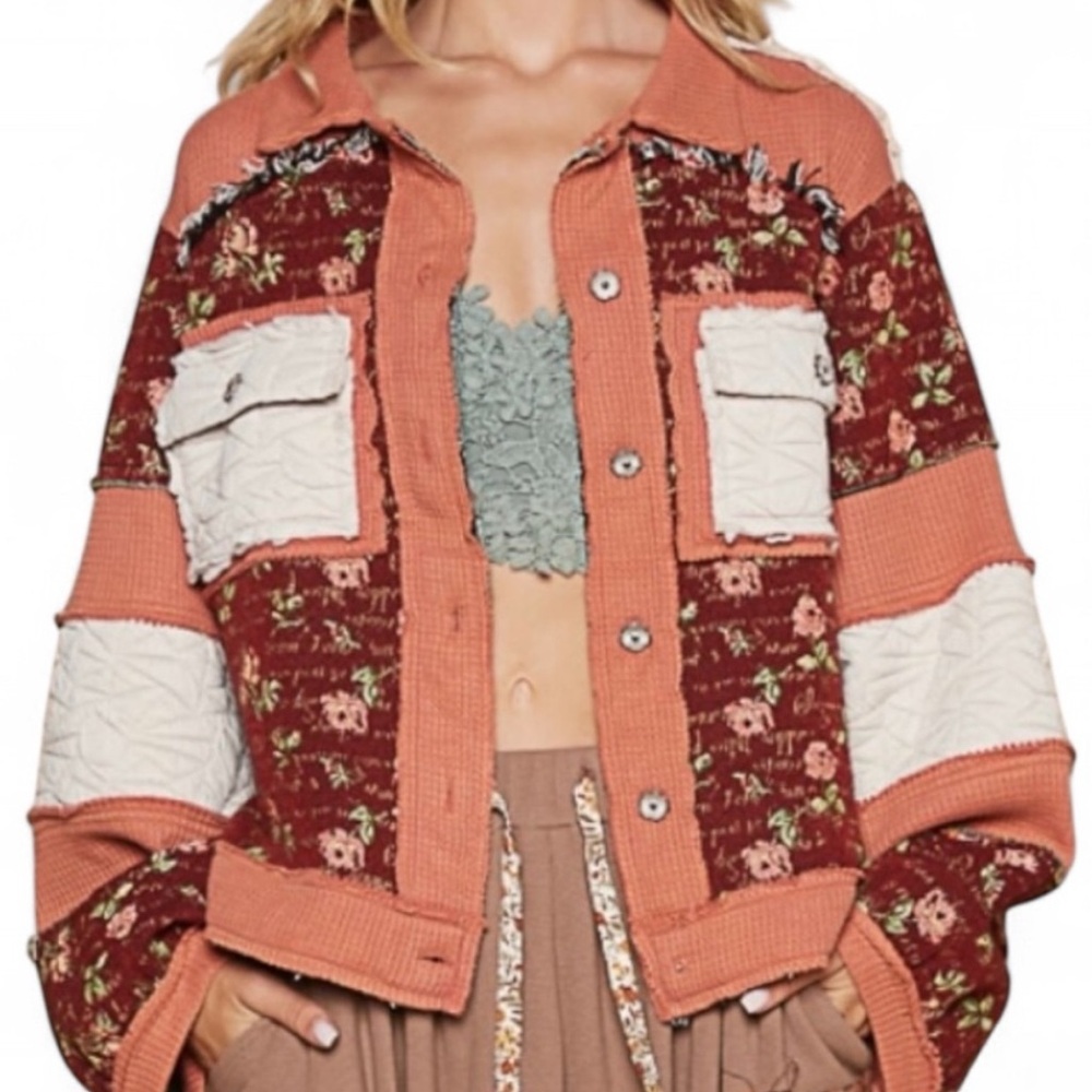 POL / New Patchwork Quilted Jacket / Boho Floral Winter jacket Boutique